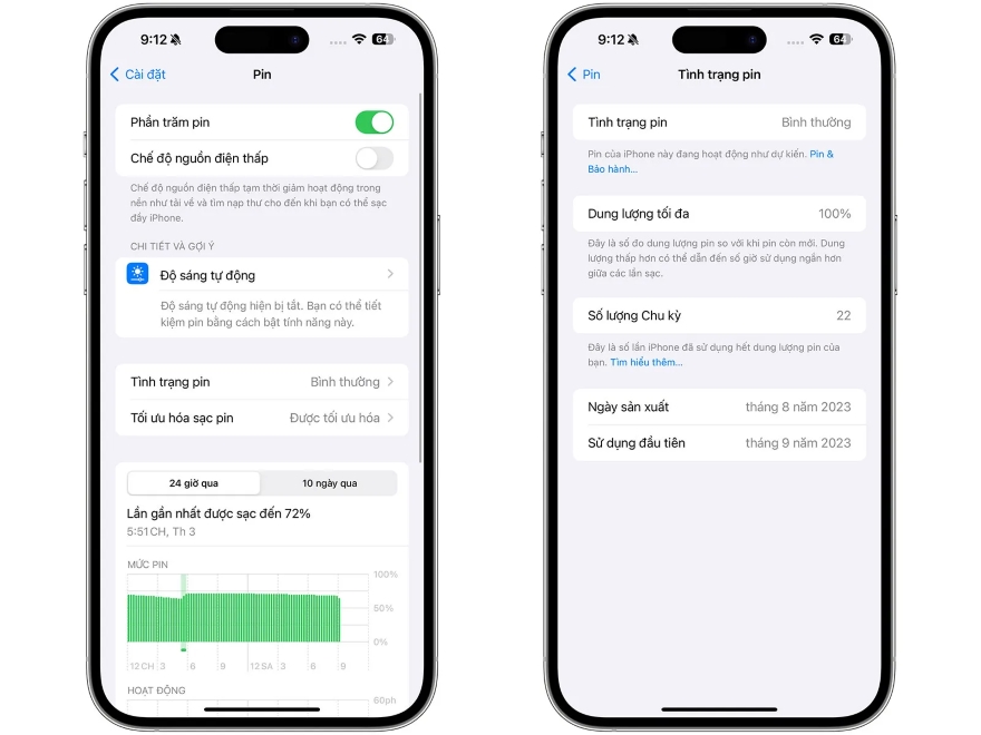 Kiểm tra số chu kỳ sạc của pin iPhone 15